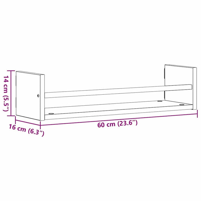 Raft de perete 2 pcs Lemn vechi 60 x 16 x 14 cm Lemn compozit - WALTI WALTI
