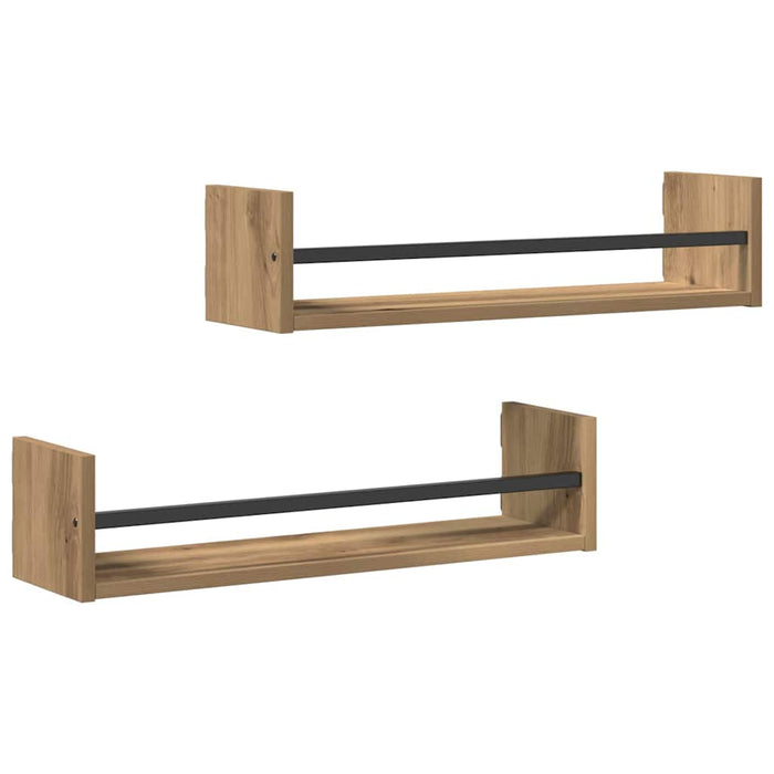 Raft de perete cu raft 2 pcs stejar artizanal 60 x 16 x 14 cm - WALTI WALTI