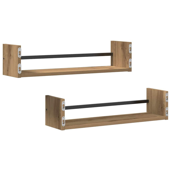 Raft de perete cu raft 2 pcs stejar artizanal 60 x 16 x 14 cm - WALTI WALTI