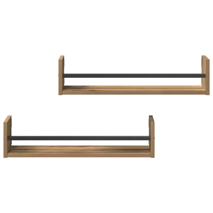 Raft de perete cu raft 2 pcs stejar artizanal 60 x 16 x 14 cm - WALTI WALTI