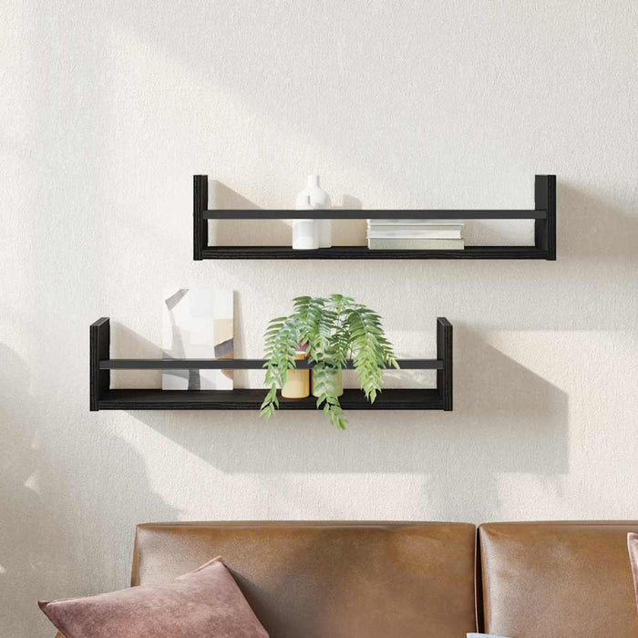 Raft de perete 2 pcs Stejar negru 60 x 16 x 14 cm Lemn compozit - WALTI WALTI