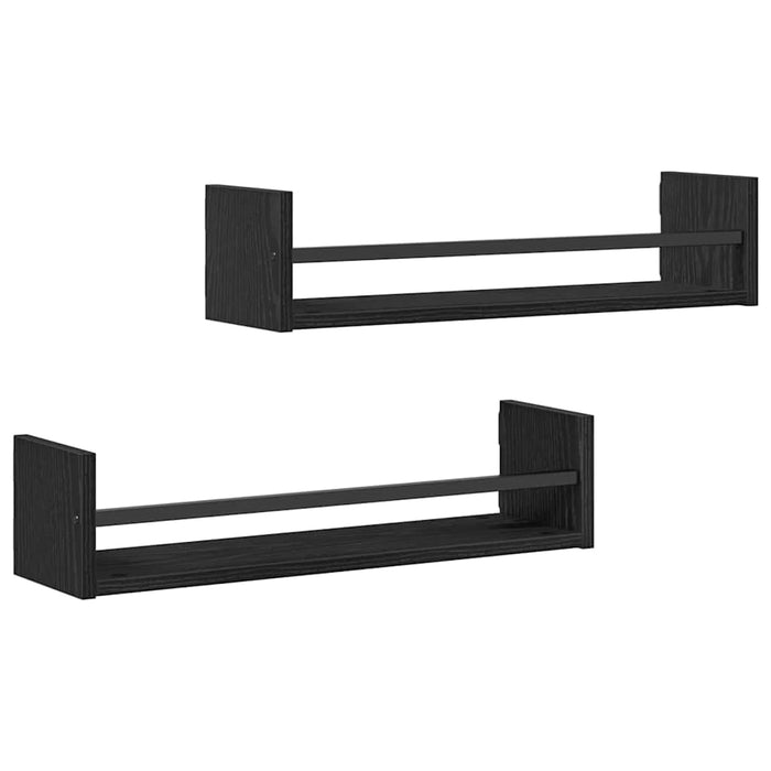Raft de perete 2 pcs Stejar negru 60 x 16 x 14 cm Lemn compozit - WALTI WALTI