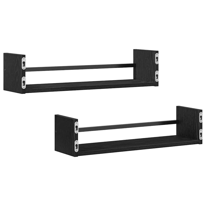 Raft de perete 2 pcs Stejar negru 60 x 16 x 14 cm Lemn compozit - WALTI WALTI
