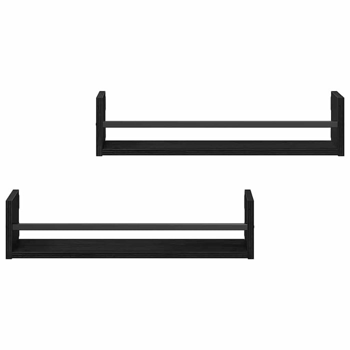 Raft de perete 2 pcs Stejar negru 60 x 16 x 14 cm Lemn compozit - WALTI WALTI