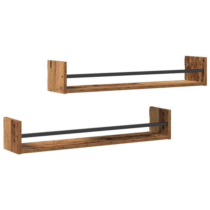 Raft de perete 2 pcs Lemn vechi 80 x 16 x 14 cm Lemn compozit - WALTI WALTI