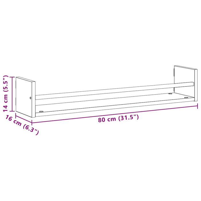 Raft de perete 2 pcs Lemn vechi 80 x 16 x 14 cm Lemn compozit - WALTI WALTI
