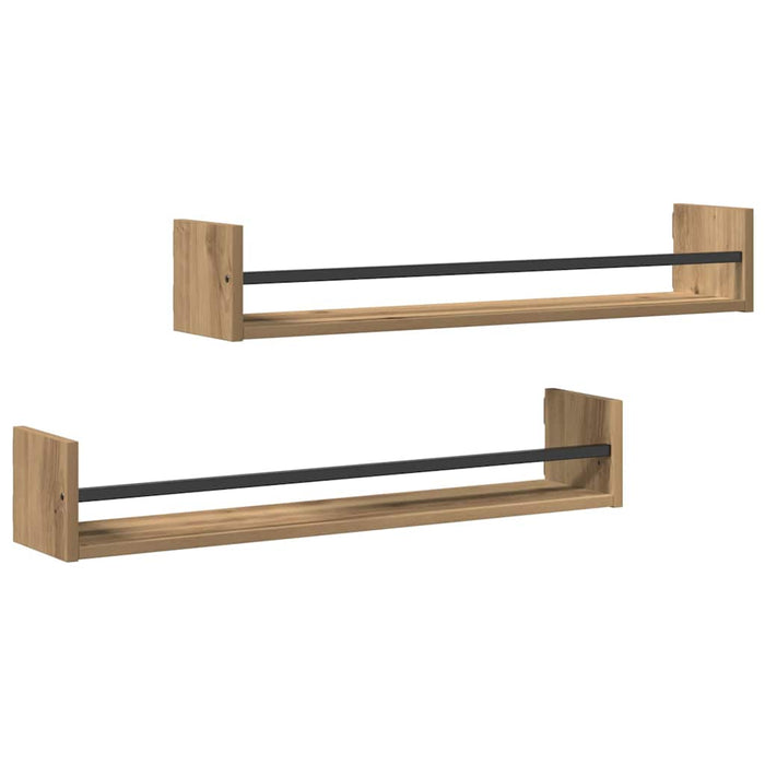 Raft de perete cu raft 2 pcs stejar artizanal 80 x 16 x 14 cm - WALTI WALTI