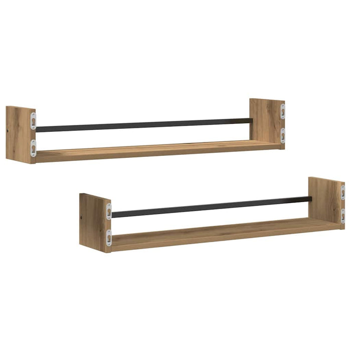 Raft de perete cu raft 2 pcs stejar artizanal 80 x 16 x 14 cm - WALTI WALTI