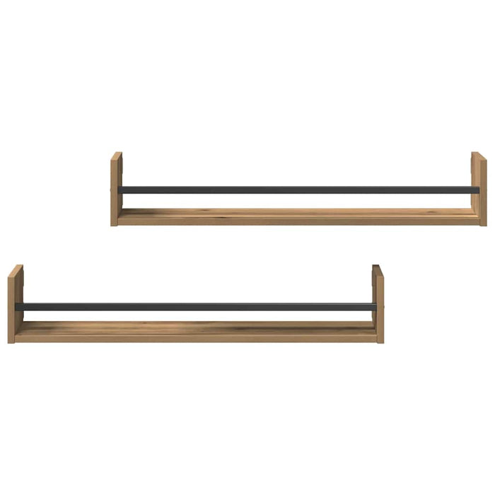 Raft de perete cu raft 2 pcs stejar artizanal 80 x 16 x 14 cm - WALTI WALTI