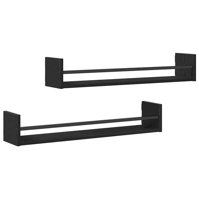 Raft de perete 2 pcs Stejar negru 80 x 16 x 14 cm Lemn compozit - WALTI WALTI