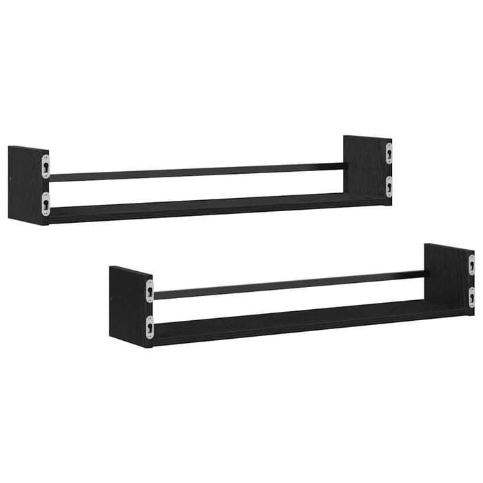 Raft de perete 2 pcs Stejar negru 80 x 16 x 14 cm Lemn compozit - WALTI WALTI