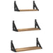 Raft de perete Pe perete cu depozitare 3 pcs Stejar fumuriu - WALTI WALTI