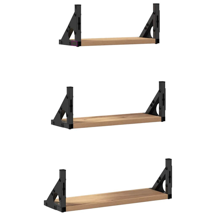 Raft de perete Pe perete cu depozitare 3 pcs Stejar fumuriu - WALTI WALTI
