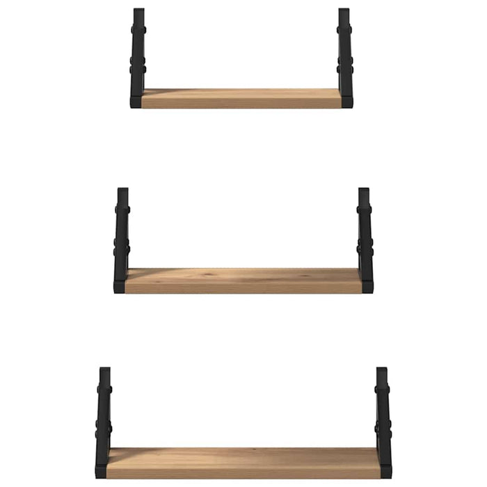 Raft de perete Pe perete cu depozitare 3 pcs Stejar fumuriu - WALTI WALTI