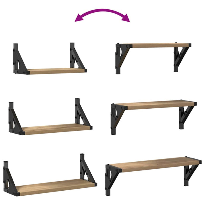 Raft de perete Pe perete cu depozitare 3 pcs Stejar fumuriu - WALTI WALTI