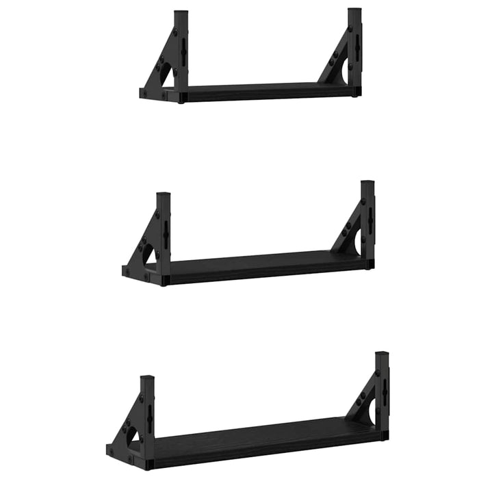Raft de perete Pe perete cu depozitare 3 pcs Stejar Negru - WALTI WALTI