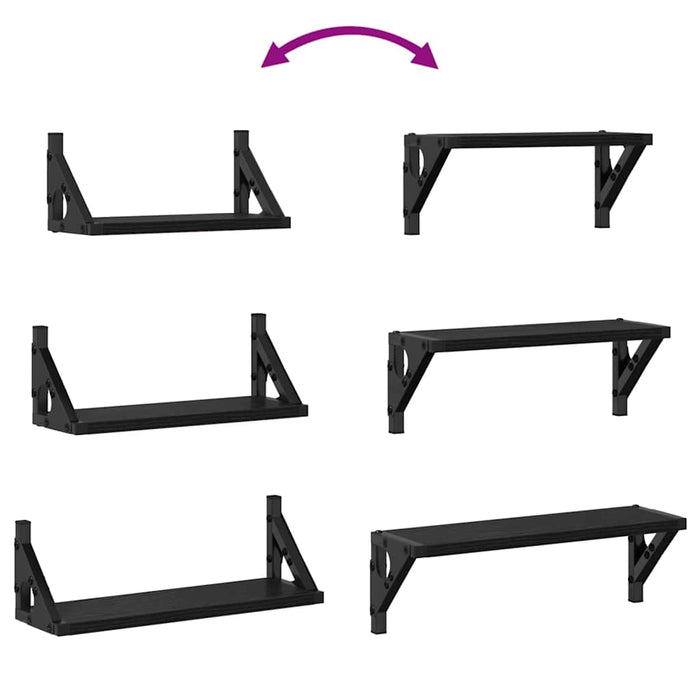 Raft de perete Pe perete cu depozitare 3 pcs Stejar Negru - WALTI WALTI