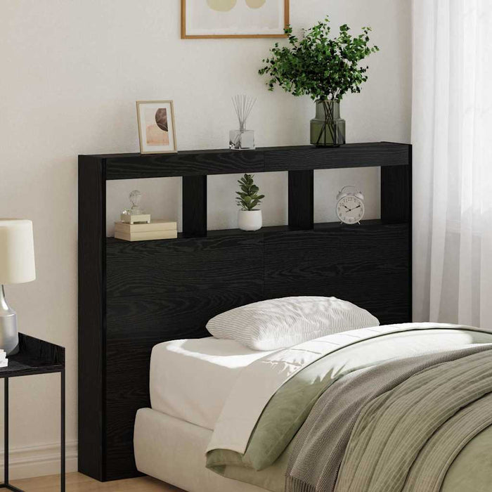 Tăblie cap cu raft Stejar Negru 120 x 17 x 102 cm Lemn compozit - WALTI WALTI