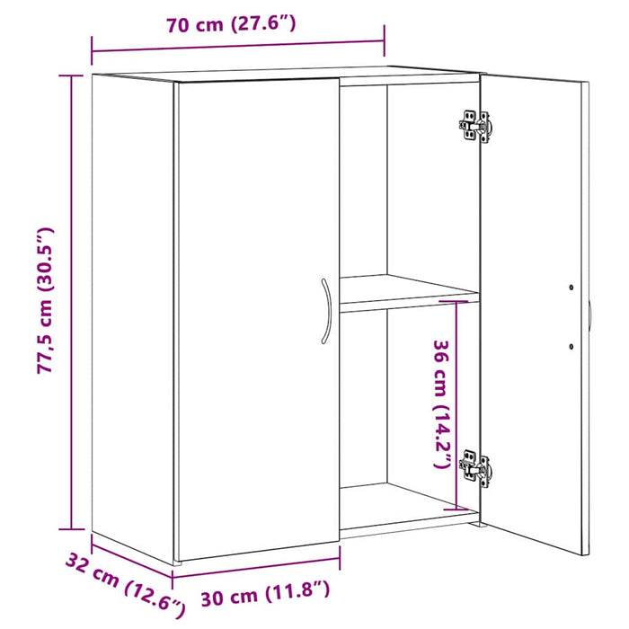 Dulap de birou cu raft Lemn vechi 60 x 32 x 77.5 Lemn compozit - WALTI WALTI