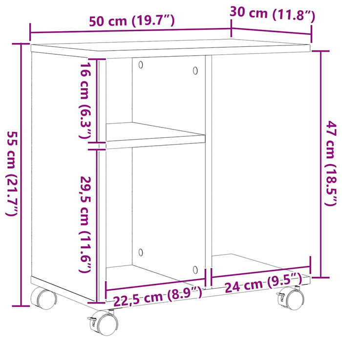 Masă laterală stejar artizanal 50 x 30 x 55 cm Lemn compozit - WALTI WALTI