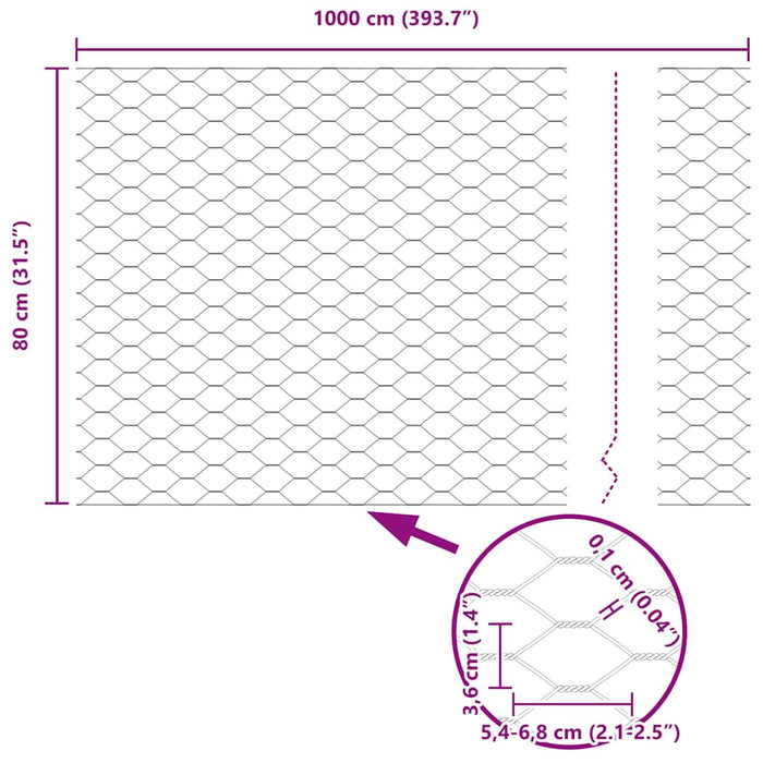Gard hexagonal Verde 0.8 x 10 m Oțel - WALTI WALTI