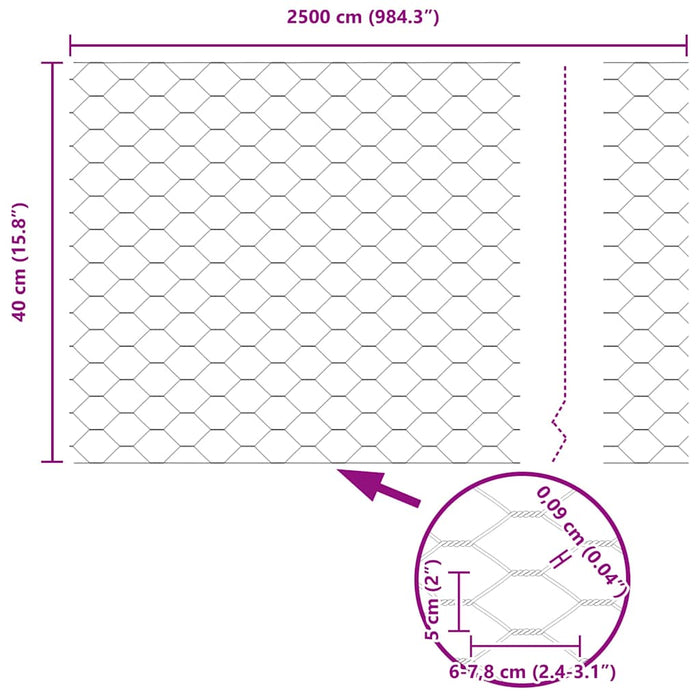 Gard hexagonal Verde 0.4 x 25 m Oțel - WALTI WALTI