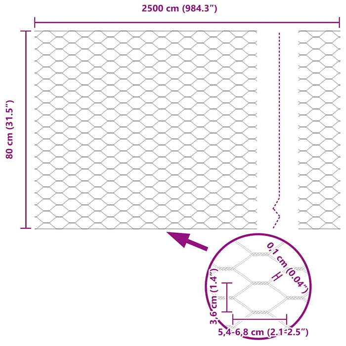 Gard hexagonal Verde 0.8 x 25 m Oțel - WALTI WALTI
