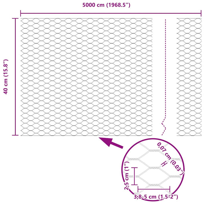 Gard hexagonal Verde 0.4 x 50 m Oțel - WALTI WALTI