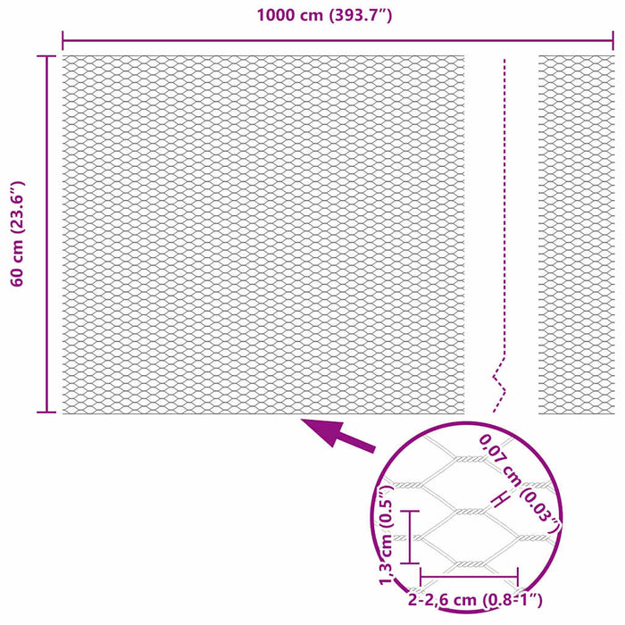 Gard hexagonal Gri 0.6 x 10 m Oțel - WALTI WALTI
