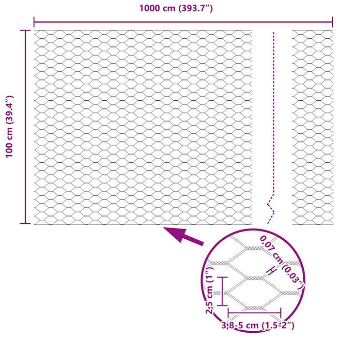 Gard hexagonal Gri 1 x 10 m Oțel - WALTI WALTI
