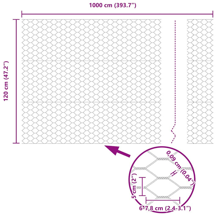 Gard hexagonal Gri 1.2 x 10 m Oțel - WALTI WALTI