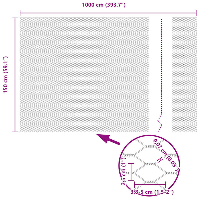 Gard hexagonal Gri 1.5 x 10 m Oțel - WALTI WALTI