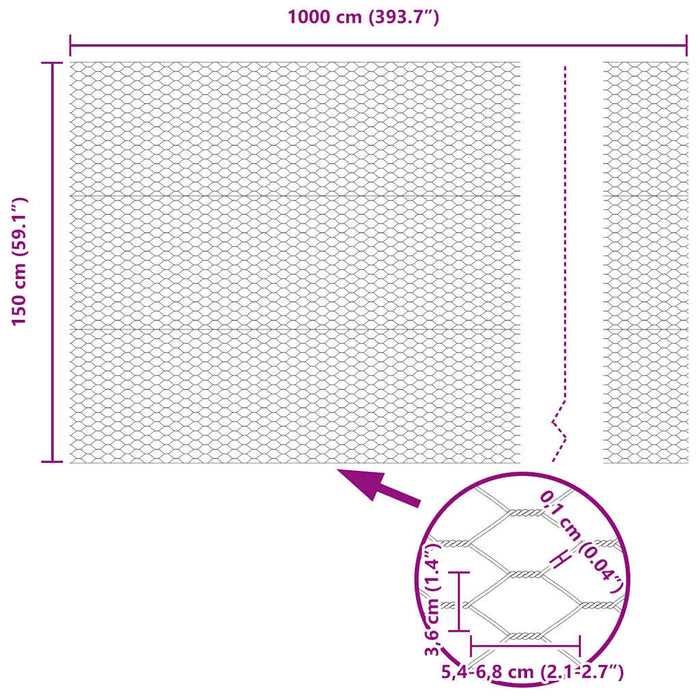 Gard hexagonal Gri 1.5 x 10 m Oțel - WALTI WALTI