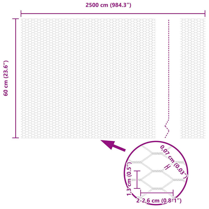 Gard hexagonal Gri 0.6 x 25 m Oțel - WALTI WALTI
