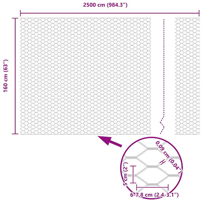 Gard hexagonal Gri 1.6 x 25 m Oțel - WALTI WALTI