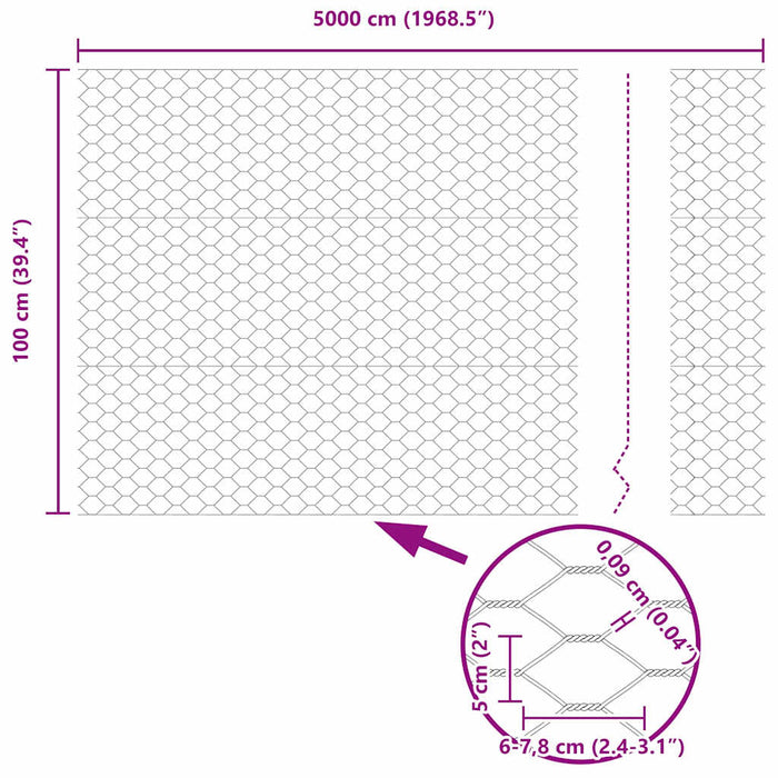 Gard hexagonal Gri 1 x 50 m Oțel - WALTI WALTI
