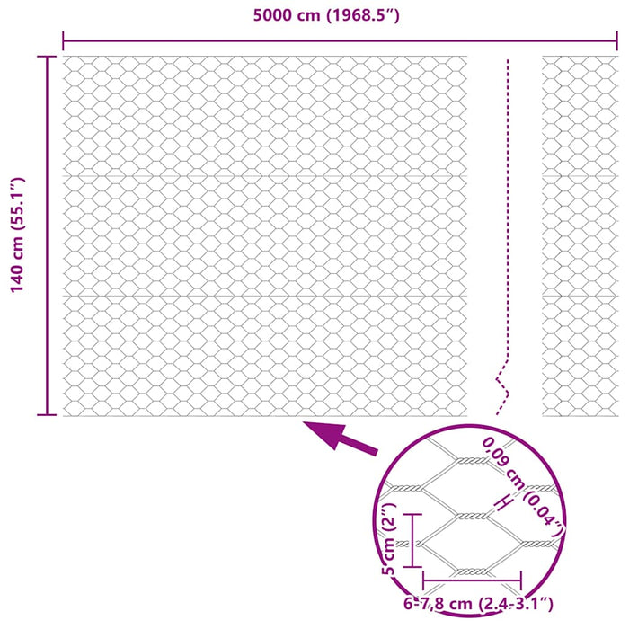 Gard hexagonal Gri 1.4 x 50 m Oțel - WALTI WALTI