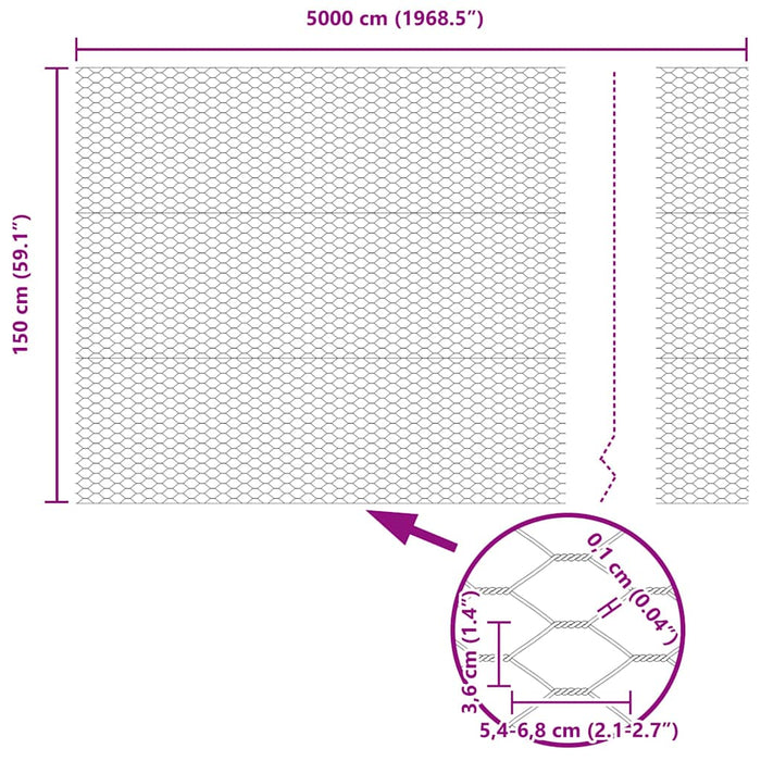Gard hexagonal Gri 1.5 x 50 m Oțel - WALTI WALTI