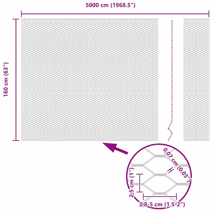 Gard hexagonal Gri 1.6 x 50 m Oțel - WALTI WALTI