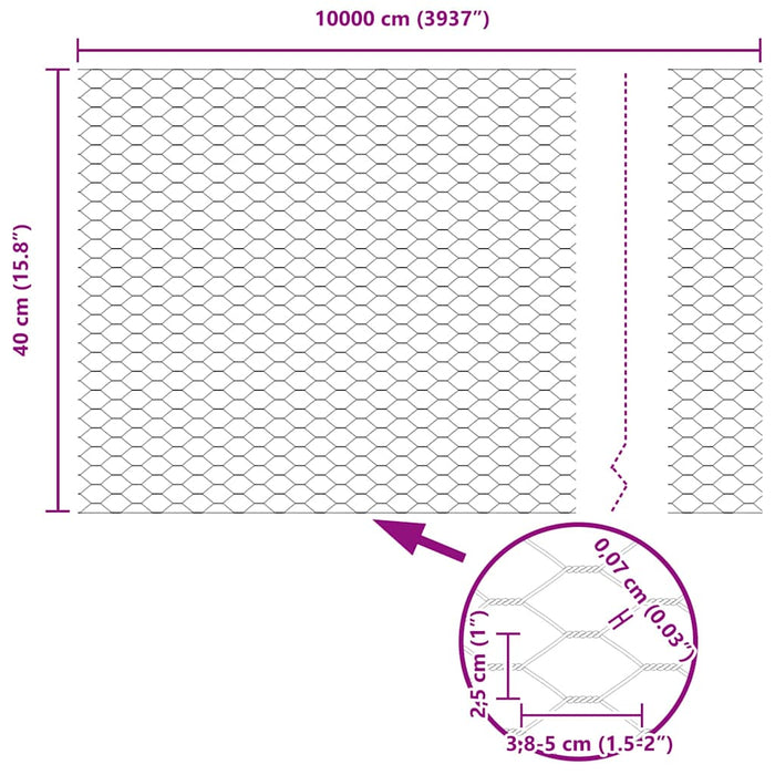 Gard hexagonal Gri 0.4 x 100 m Oțel - WALTI WALTI