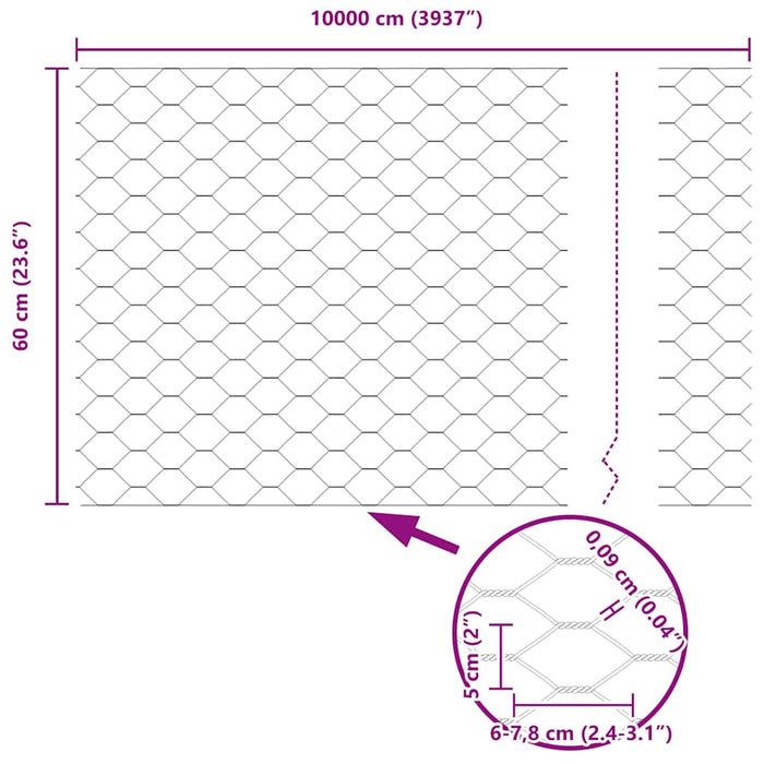 Gard hexagonal Gri 0,6 x 100 m PVC - WALTI WALTI