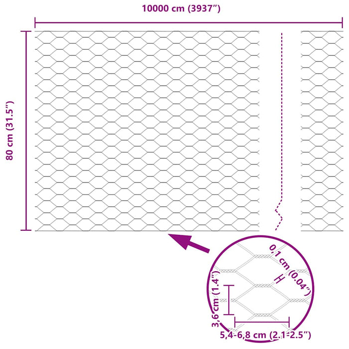 Gard hexagonal Gri 0,8 x 100 m PVC - WALTI WALTI