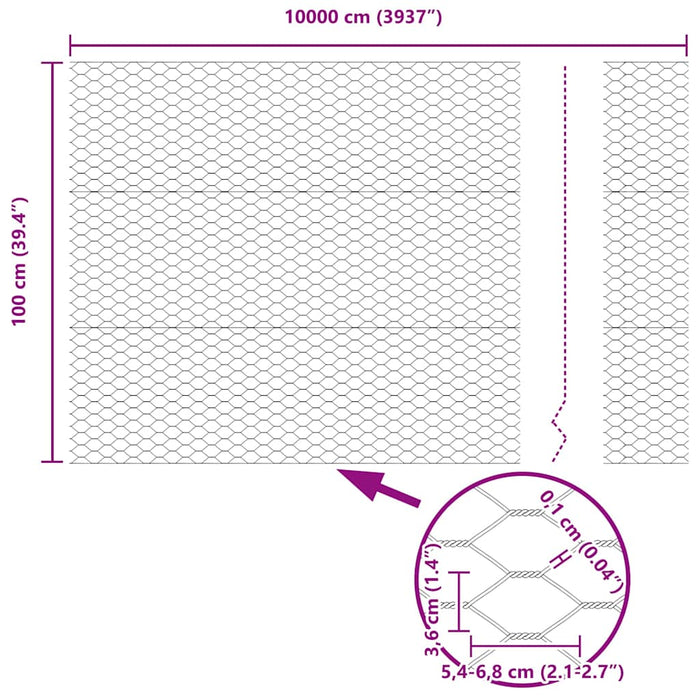 Gard hexagonal Gri 1 x 100 m PVC - WALTI WALTI