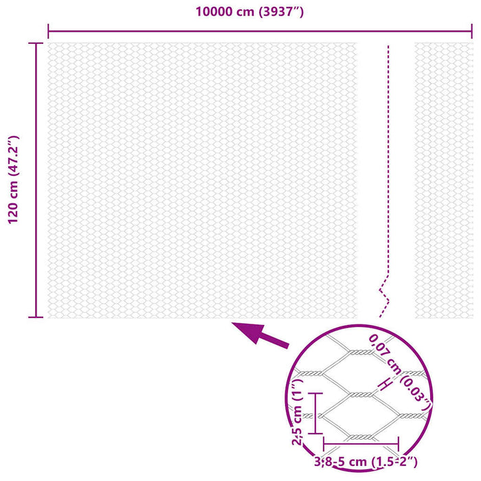 Gard hexagonal Gri 1,2 x 100 m PVC - WALTI WALTI