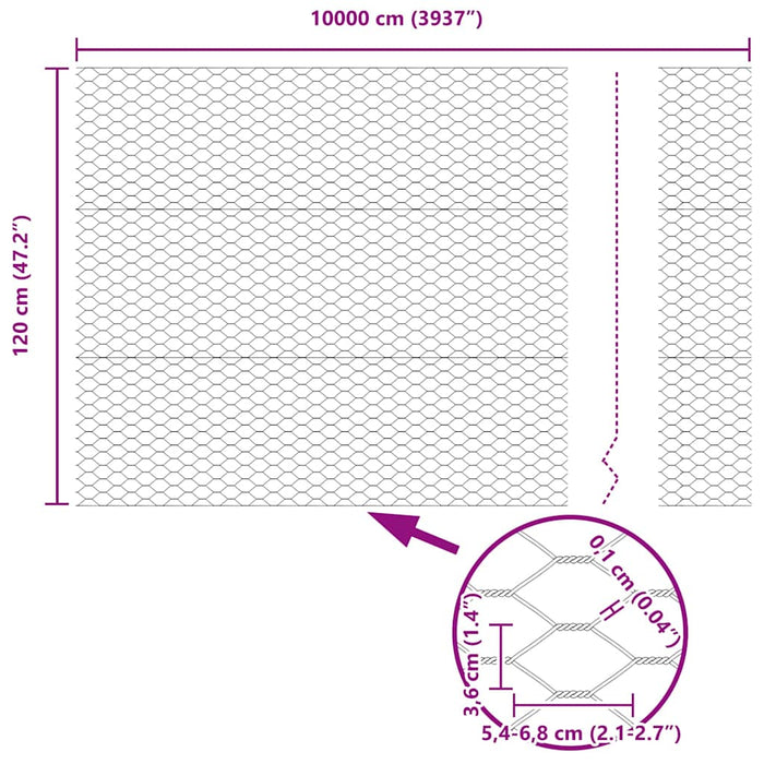 Gard hexagonal Gri 1,2 x 100 m PVC - WALTI WALTI
