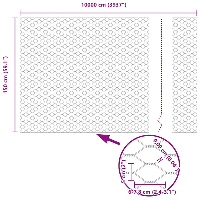 Gard hexagonal Gri 1,5 x 100 m PVC - WALTI WALTI