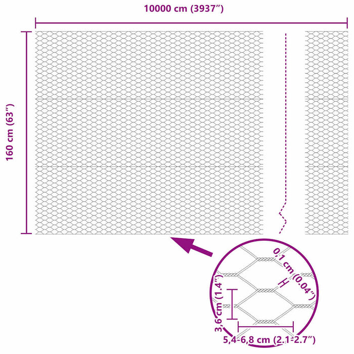 Gard hexagonal Gri 1,6 x 100 m PVC - WALTI WALTI
