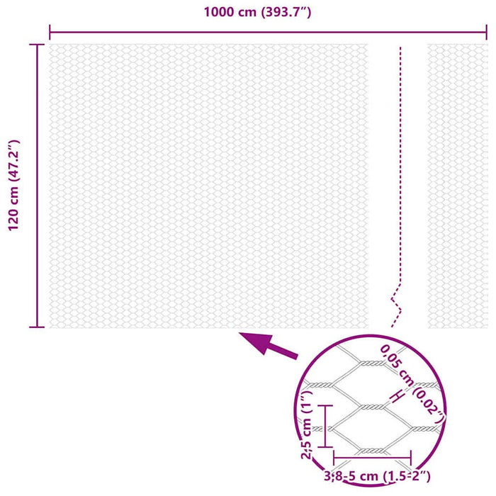 Gard hexagonal Argintiu 1,2 x 10 m Oțel galvanizat - WALTI WALTI