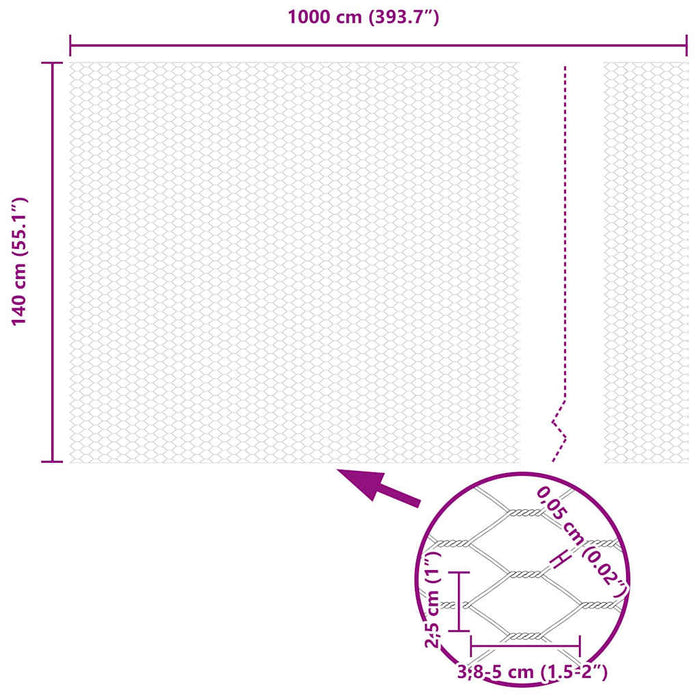 Gard hexagonal Argintiu 1,4 x 10 m Oțel galvanizat - WALTI WALTI