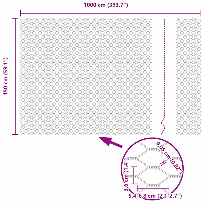 Gard hexagonal Argintiu 1,5 x 10 m Oțel galvanizat - WALTI WALTI